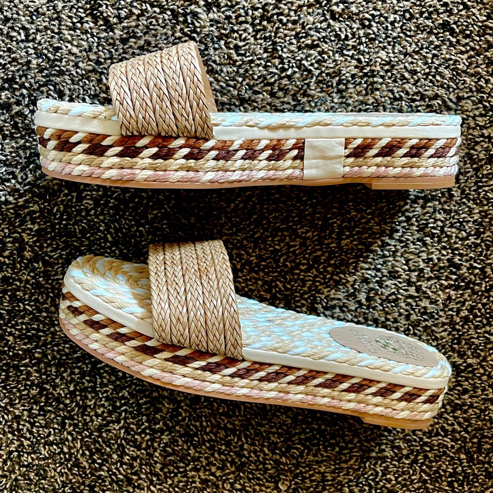 Vince Camuto Tan and Cream Sandals